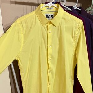 Express Men's Vibrant Yellow Dress Shirt Extra Slim Fit